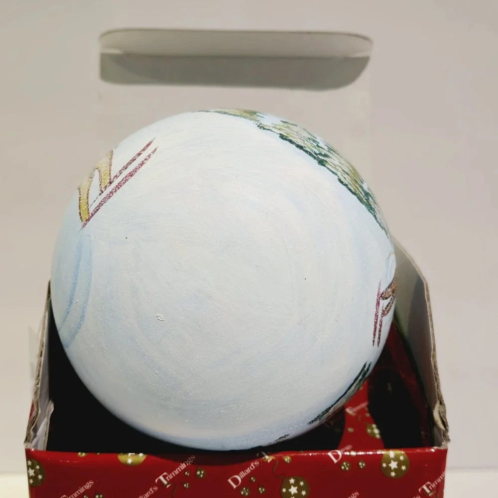 Vintage Dillard's Trimmings Ski Skiing Glass Ball Ornament Blue 4